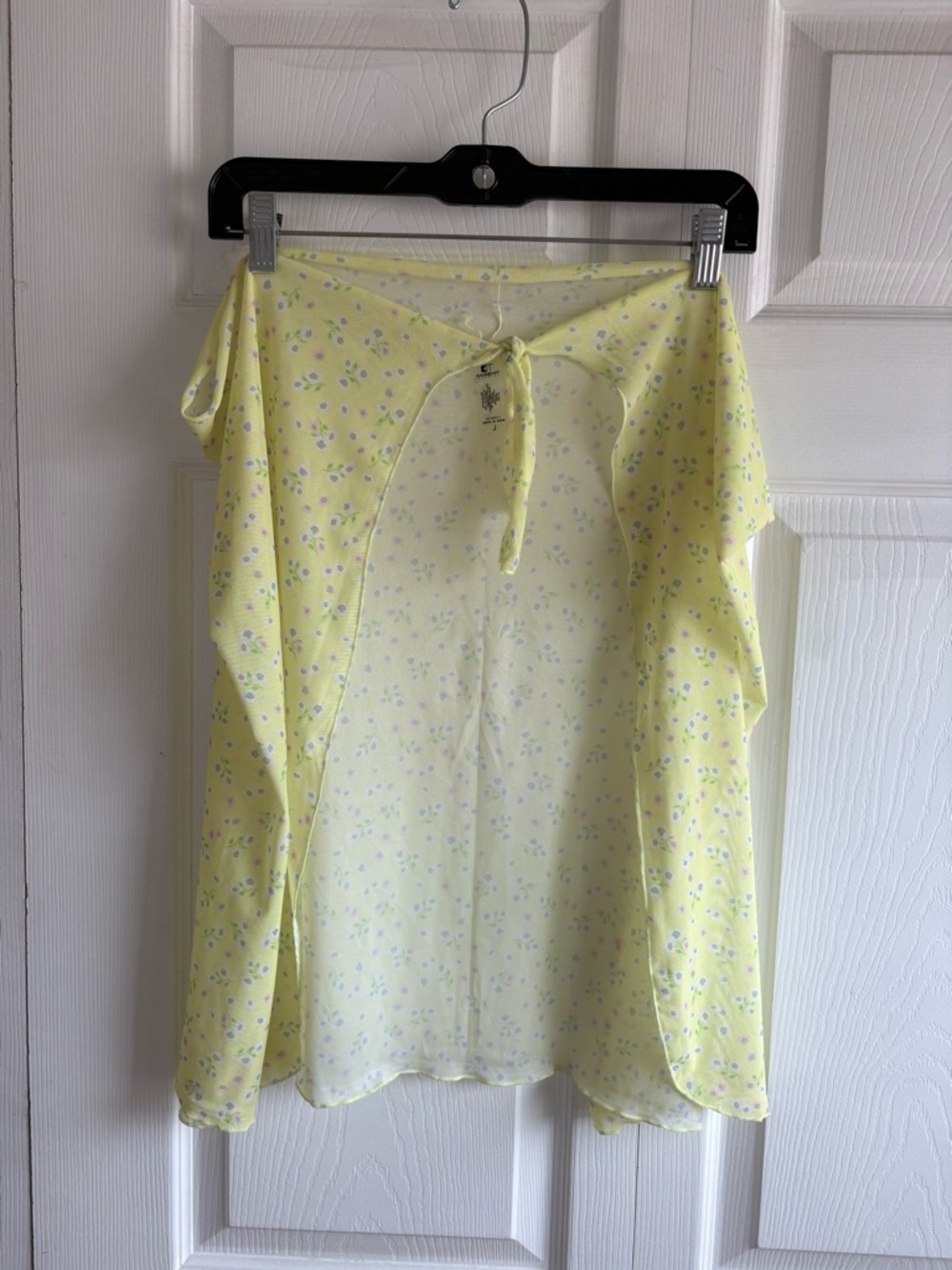 Tini Bikini Yellow Ditsy Floral Knot Mesh Wrap Cover Up Skirt L Resort Cruise